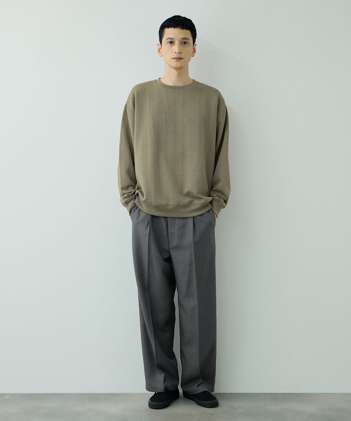 URBAN COLLECTION ポリエステルツイル ワイドストレートスラックス メンズ