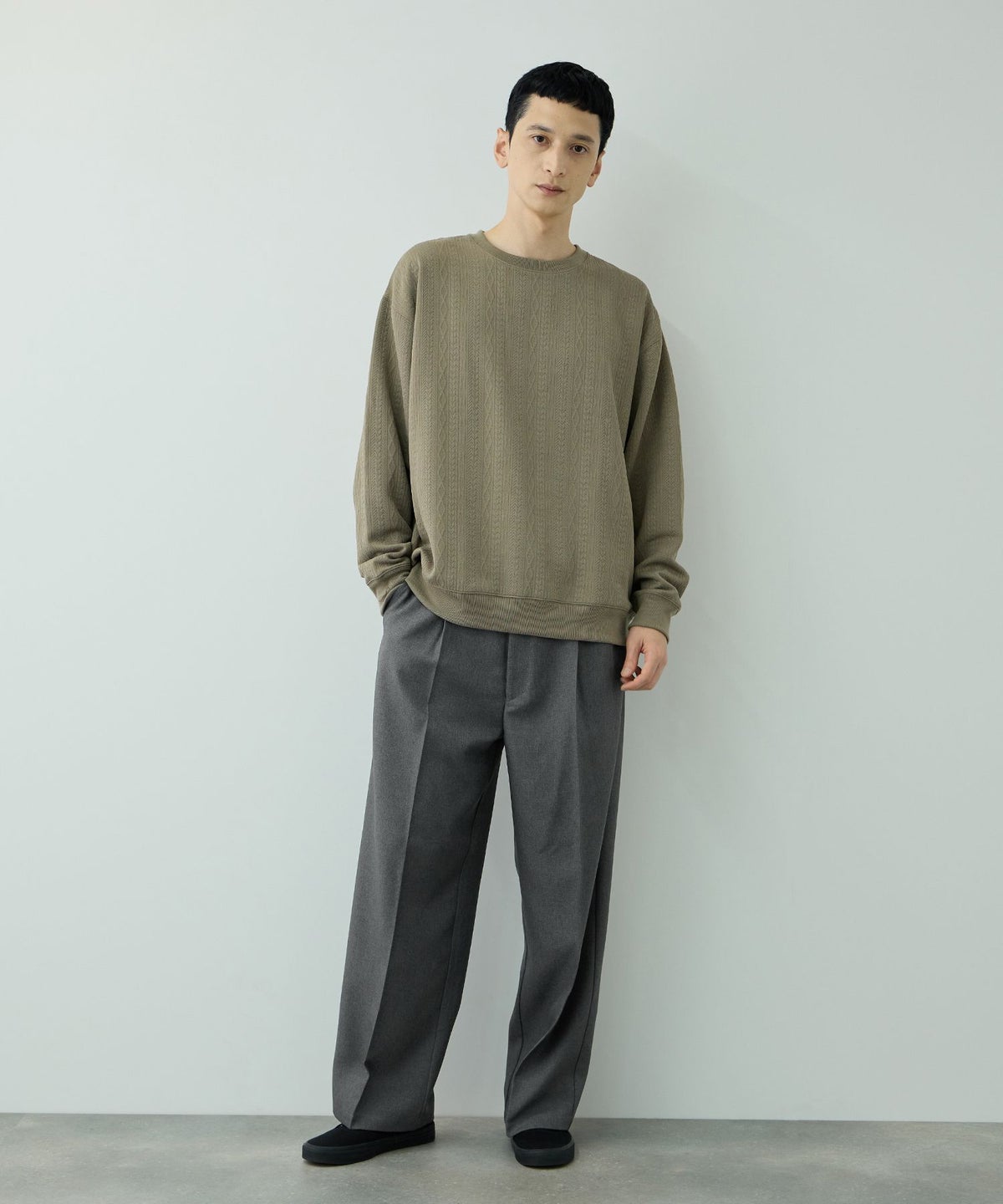 URBAN COLLECTION ポリエステルツイル ワイドストレートスラックス メンズ