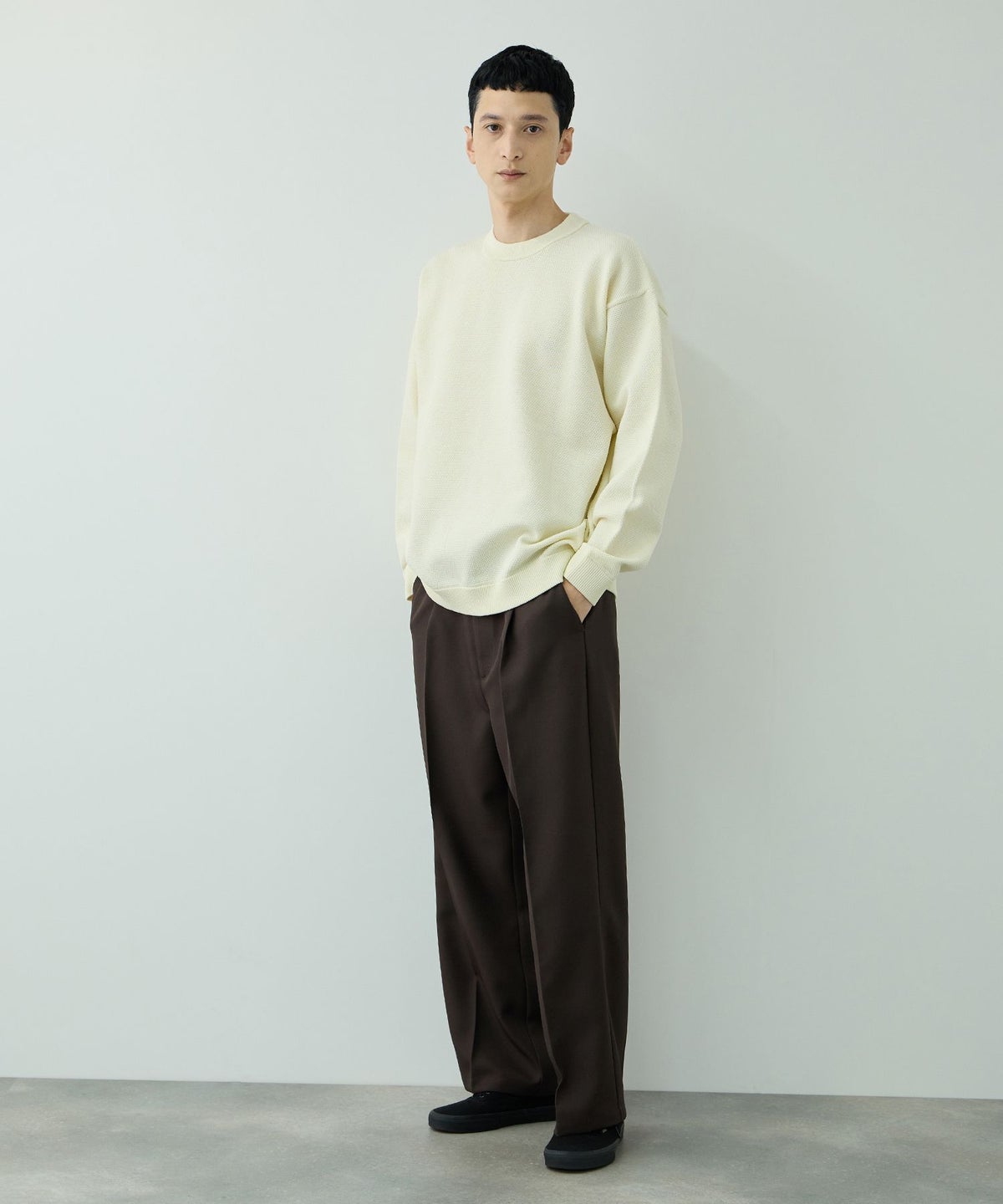 URBAN COLLECTION ポリエステルツイル ワイドストレートスラックス メンズ
