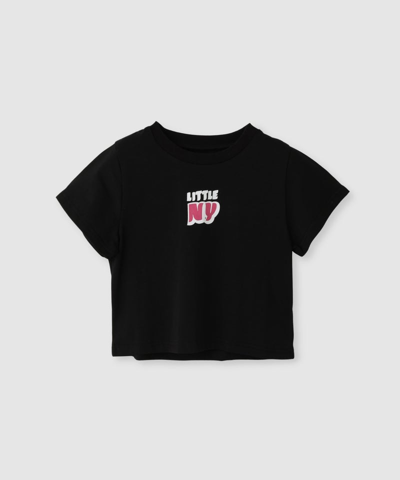 Little New York フロントロゴ クロップドTシャツ キッズ メール便 対応商品商品画像-2