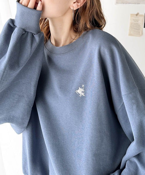 Classical Elf 大人の上品カジュアル。ワンポイント胸刺繍裏毛スウェットプルオーバー商品画像-4