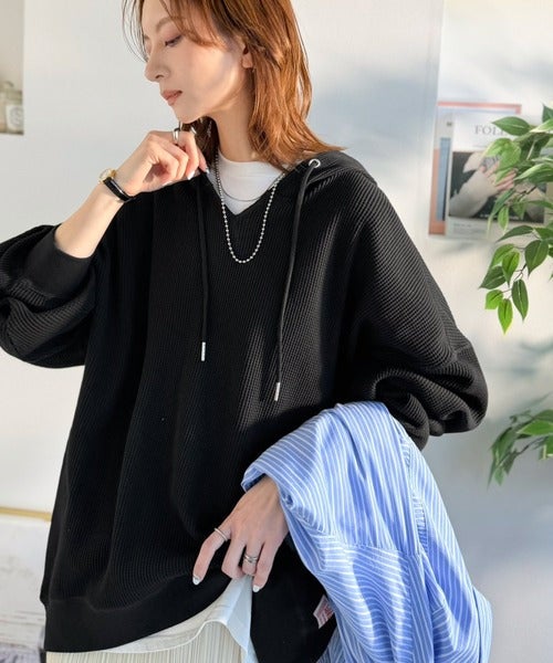 Classical Elf 《JaVa ジャバコラボ》毎日着たい、今っぽゆるっとシルエット。綿100％オーバーサイズワッフルパーカー商品画像-22