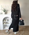 Classical Elf 《JaVaジャバコラボ》後姿が可愛い◎配色ステッチワッフルロングワンピース(長袖)商品サムネイル-6