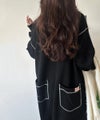Classical Elf 《JaVaジャバコラボ》後姿が可愛い◎配色ステッチワッフルロングワンピース（長袖）商品サムネイル-12