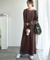 Classical Elf 《JaVaジャバコラボ》後姿が可愛い◎配色ステッチワッフルロングワンピース(長袖)商品サムネイル-15