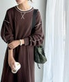 Classical Elf 《JaVaジャバコラボ》後姿が可愛い◎配色ステッチワッフルロングワンピース(長袖)商品サムネイル-16