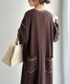 Classical Elf 《JaVaジャバコラボ》後姿が可愛い◎配色ステッチワッフルロングワンピース(長袖)商品サムネイル-17