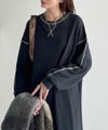 Classical Elf 《JaVaジャバコラボ》後姿が可愛い◎配色ステッチワッフルロングワンピース（長袖）商品サムネイル-27