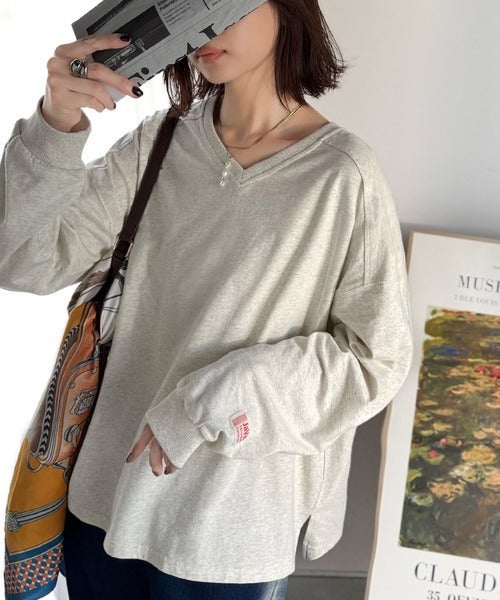 Classical Elf 《JaVa ジャバコラボ》シンプルなのに、存在感。綿100%Vネック切り替えロンT(長袖)商品画像-28