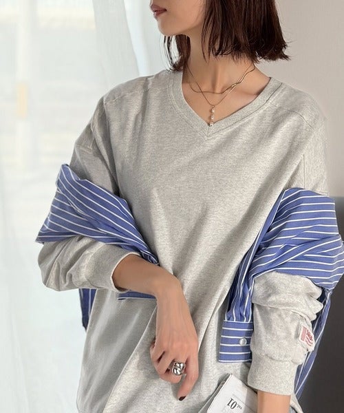 Classical Elf 《JaVa ジャバコラボ》シンプルなのに、存在感。綿100％Vネック切り替えロンT（長袖）商品画像-29