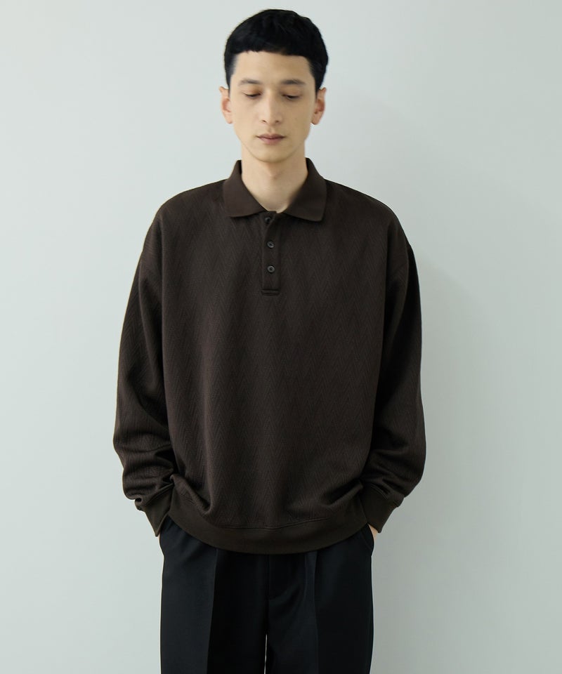 URBAN COLLECTION DECOTEX ふくれジャガード ポロトレーナー メンズ商品画像-3