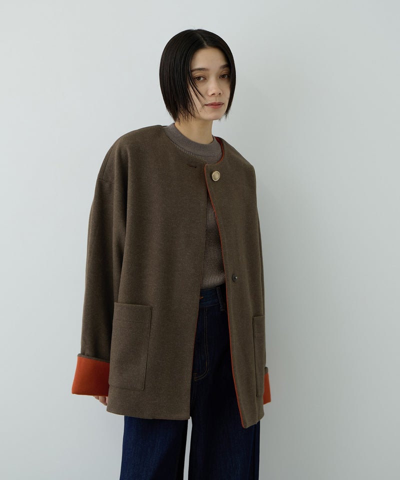 Free Nature 配色ノーカラージャケット レディース商品画像-1