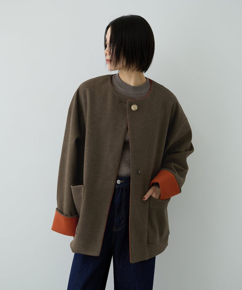 Free Nature 配色ノーカラージャケット レディース商品画像-4