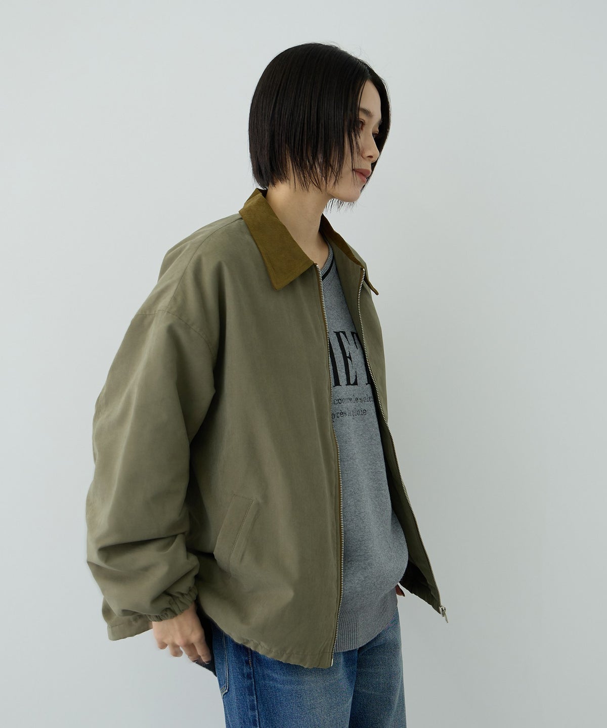 Free Nature 襟配色ブルゾン レディース