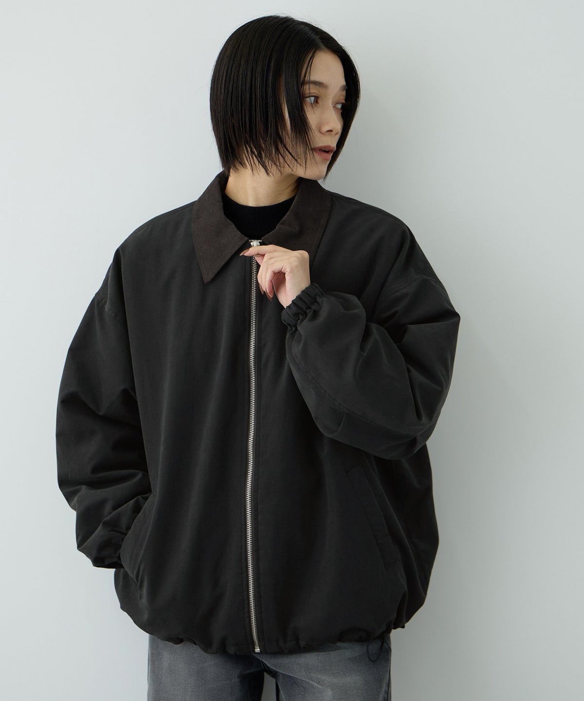 Free Nature 襟配色ブルゾン レディース