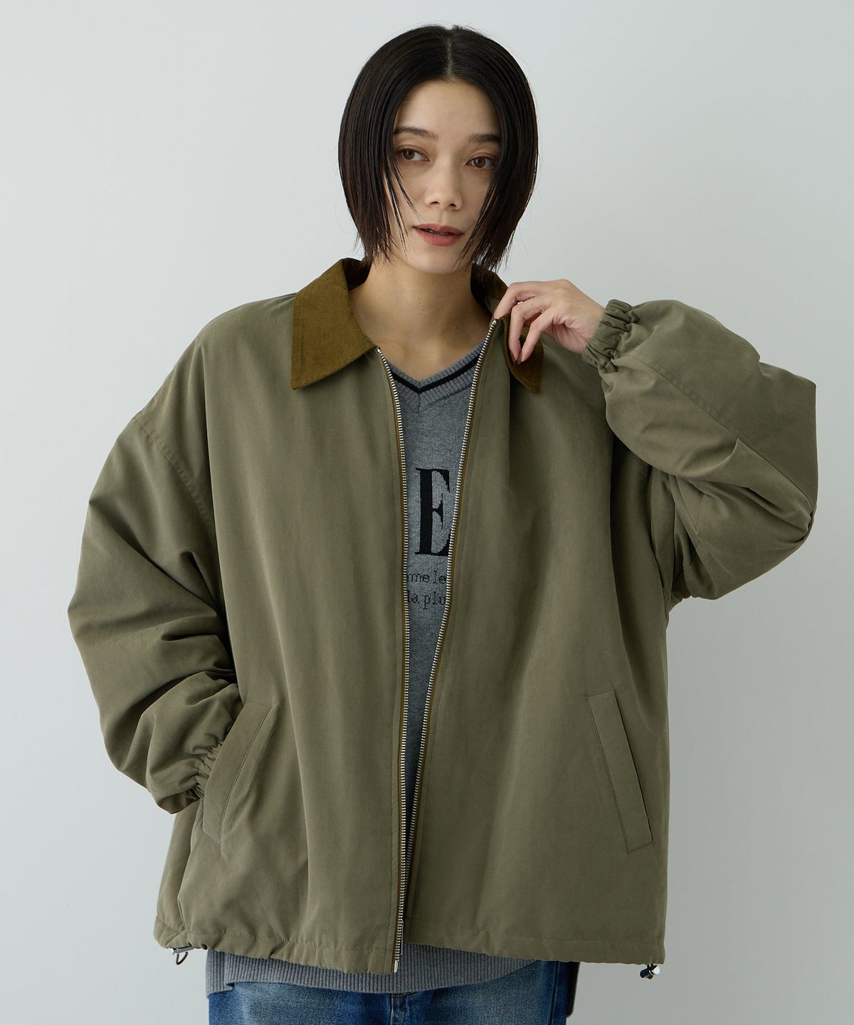 Free Nature 襟配色ブルゾン レディース