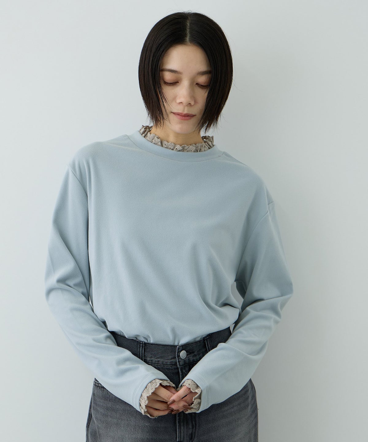 NAVY MAC HEAT レースハイネックプルオーバー レディース メール便 対応商品