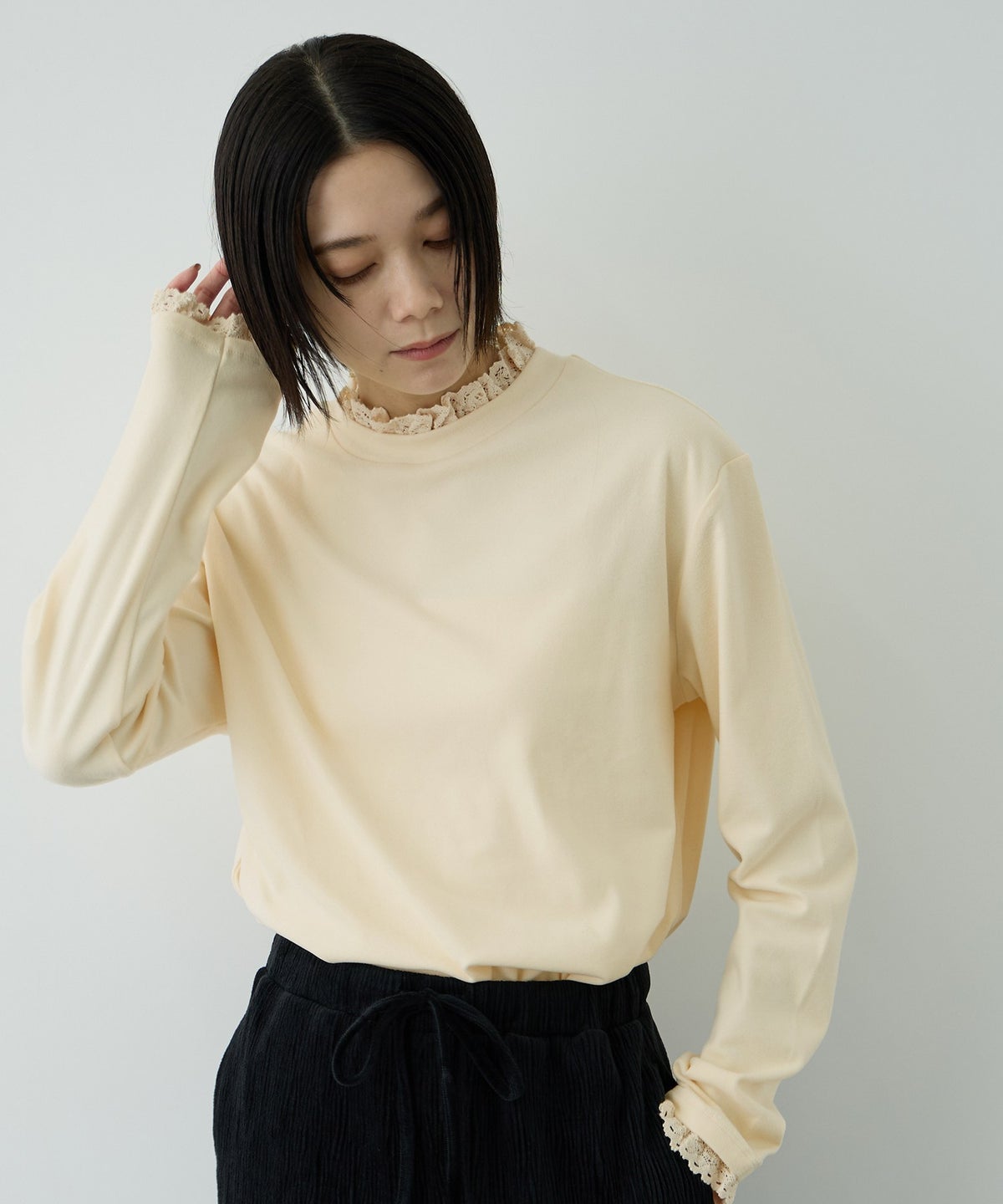 NAVY MAC HEAT レースハイネックプルオーバー レディース メール便 対応商品