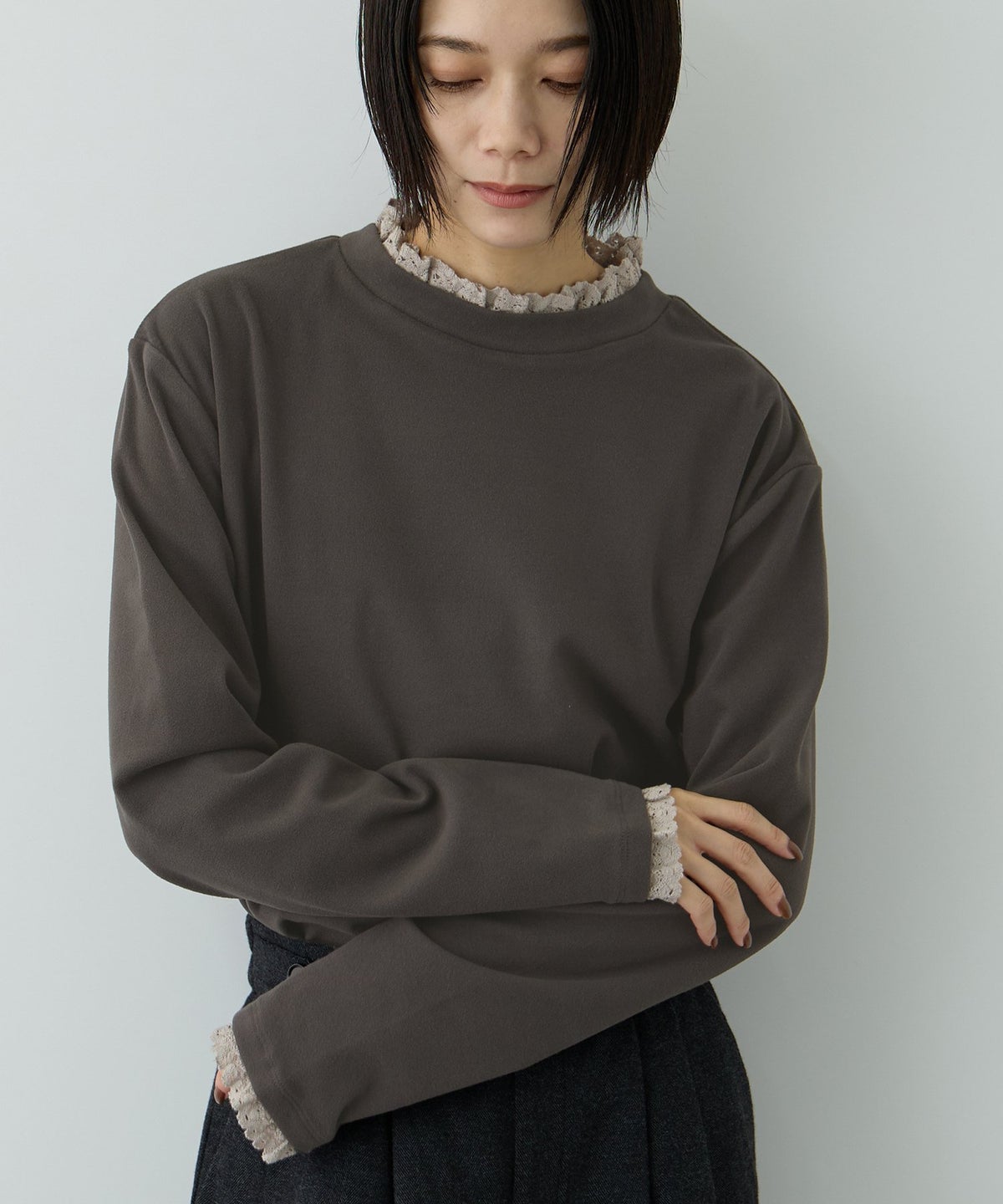 NAVY MAC HEAT レースハイネックプルオーバー レディース メール便 対応商品