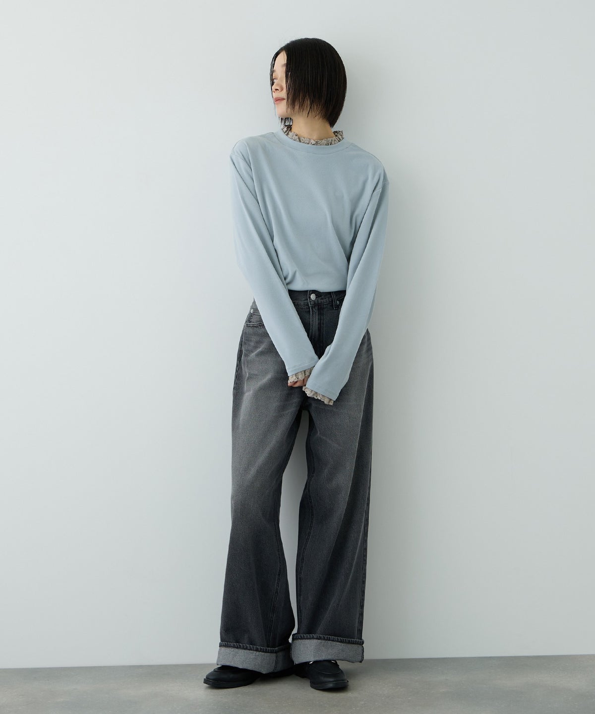 NAVY MAC HEAT レースハイネックプルオーバー レディース メール便 対応商品
