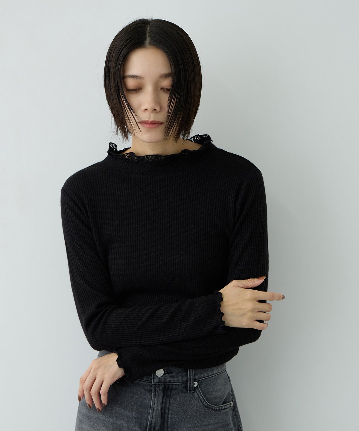 Free Nature 襟レース ラメテレコプルオーバー レディース メール便 対応商品