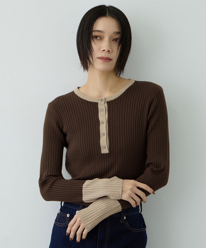 Free Nature 配色ヘンリーネックプルオーバー レディース商品画像-4