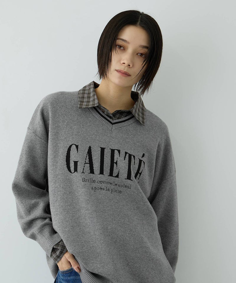 Free Nature ロゴジャガードVネックニットプルオーバー レディース商品画像-4