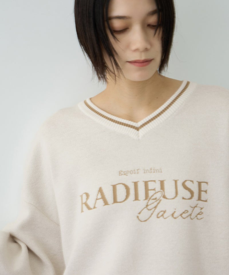 Free Nature ロゴジャガードVネックニットプルオーバー レディース商品画像-14