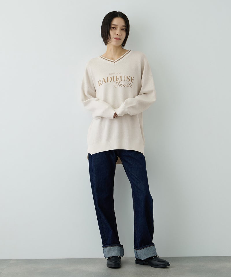 Free Nature ロゴジャガードVネックニットプルオーバー レディース商品画像-15