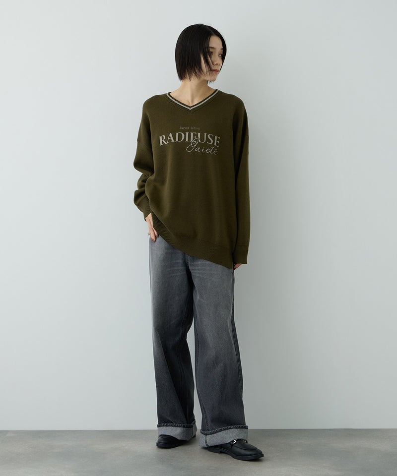 Free Nature ロゴジャガードVネックニットプルオーバー レディース商品画像-20