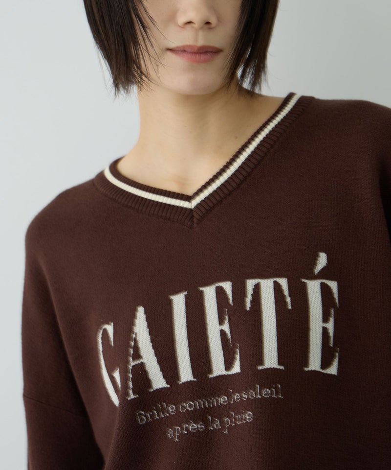 Free Nature ロゴジャガードVネックニットプルオーバー レディース商品画像-22