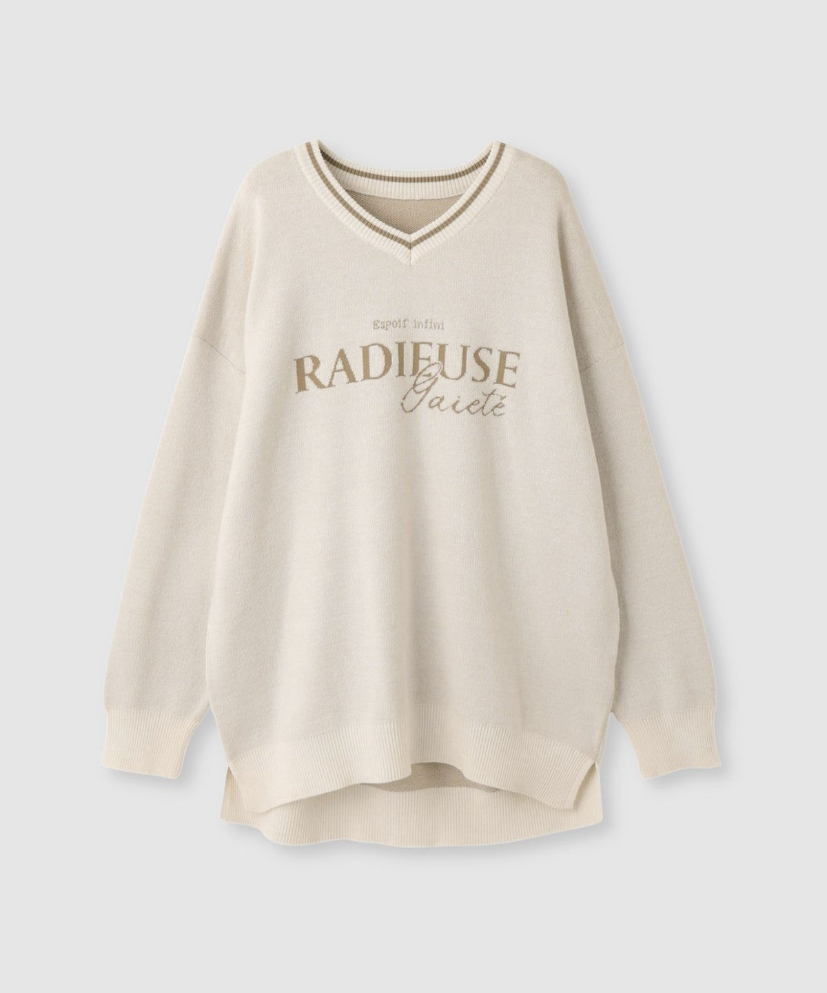 Free Nature ロゴジャガードVネックニットプルオーバー レディース