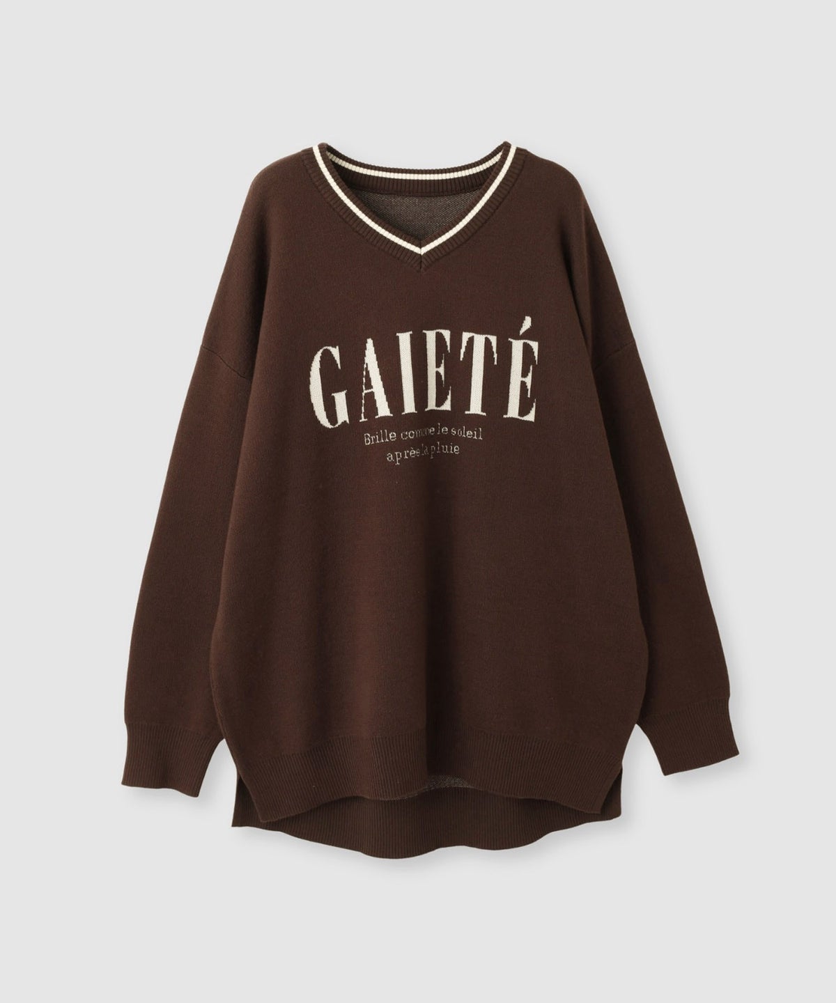 Free Nature ロゴジャガードVネックニットプルオーバー レディース