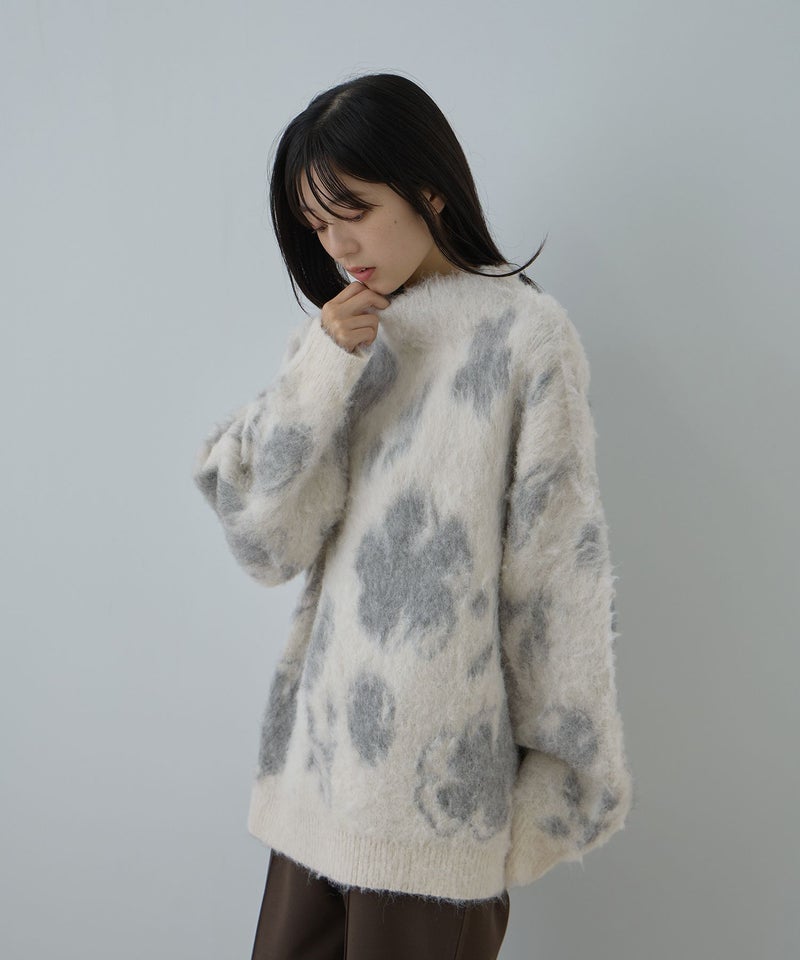 Free Nature 起毛フラワージャガードモックネックニット レディース商品画像-6