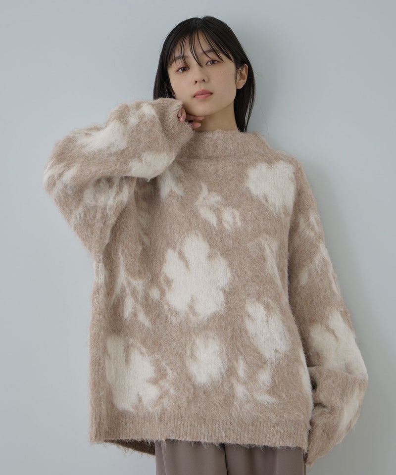 Free Nature  起毛フラワージャガードモックネックニット レディース商品画像-13