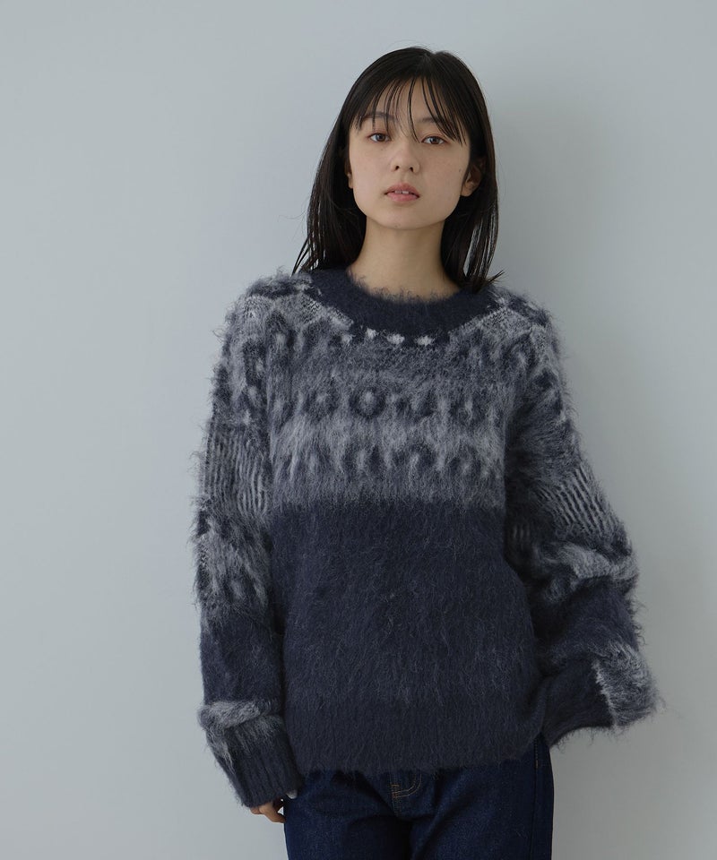 Free Nature 起毛ノルディックジャガードニット レディース商品画像-1