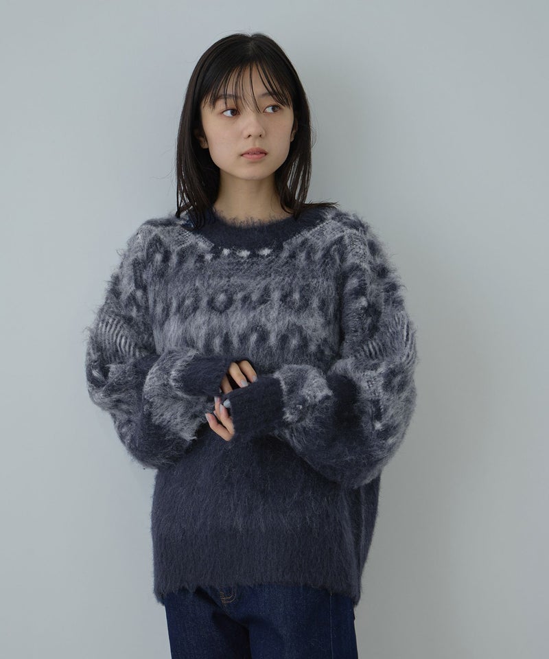 Free Nature  起毛ノルディックジャガードニット レディース商品画像-4