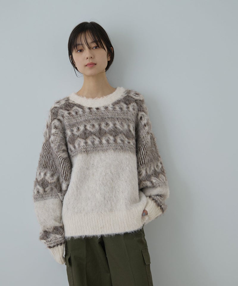 Free Nature 起毛ノルディックジャガードニット レディース商品画像-10