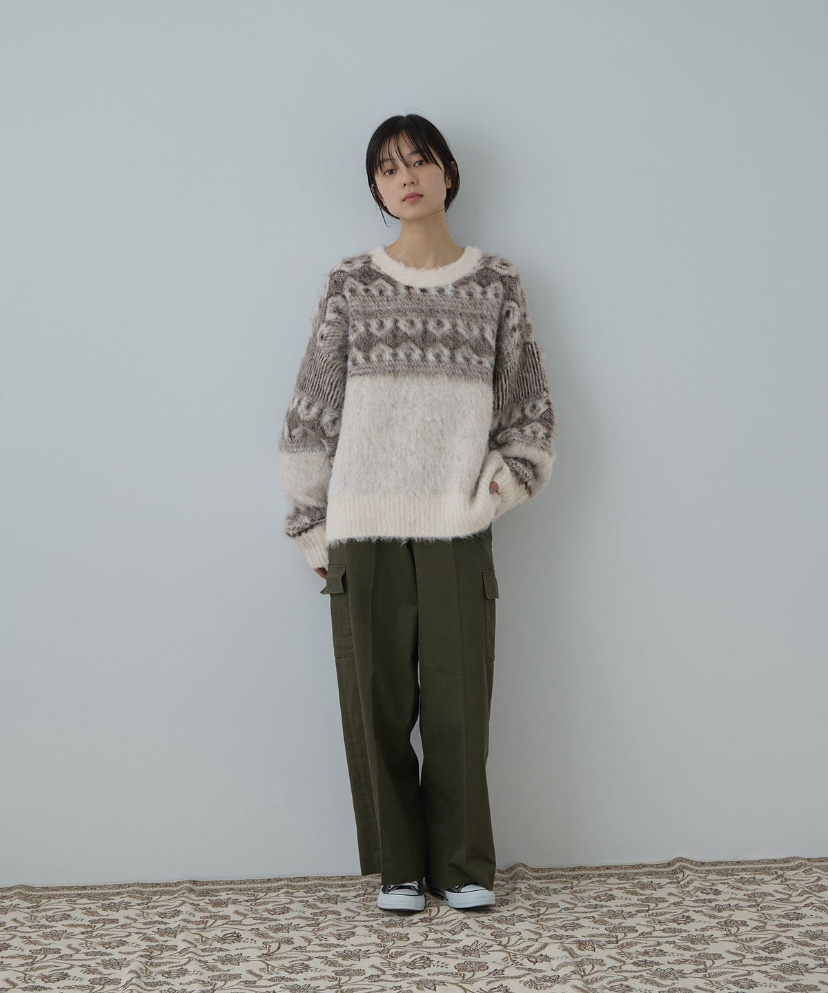 Free Nature 起毛ノルディックジャガードニット レディース