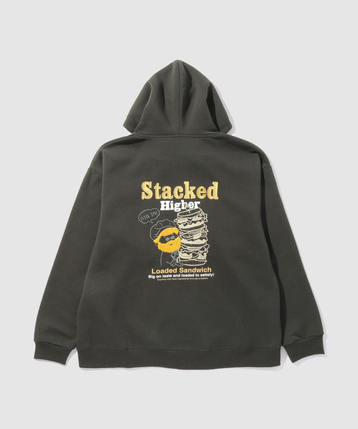 OZZY バック刺しゅう 裏起毛ジップパーカー メンズ