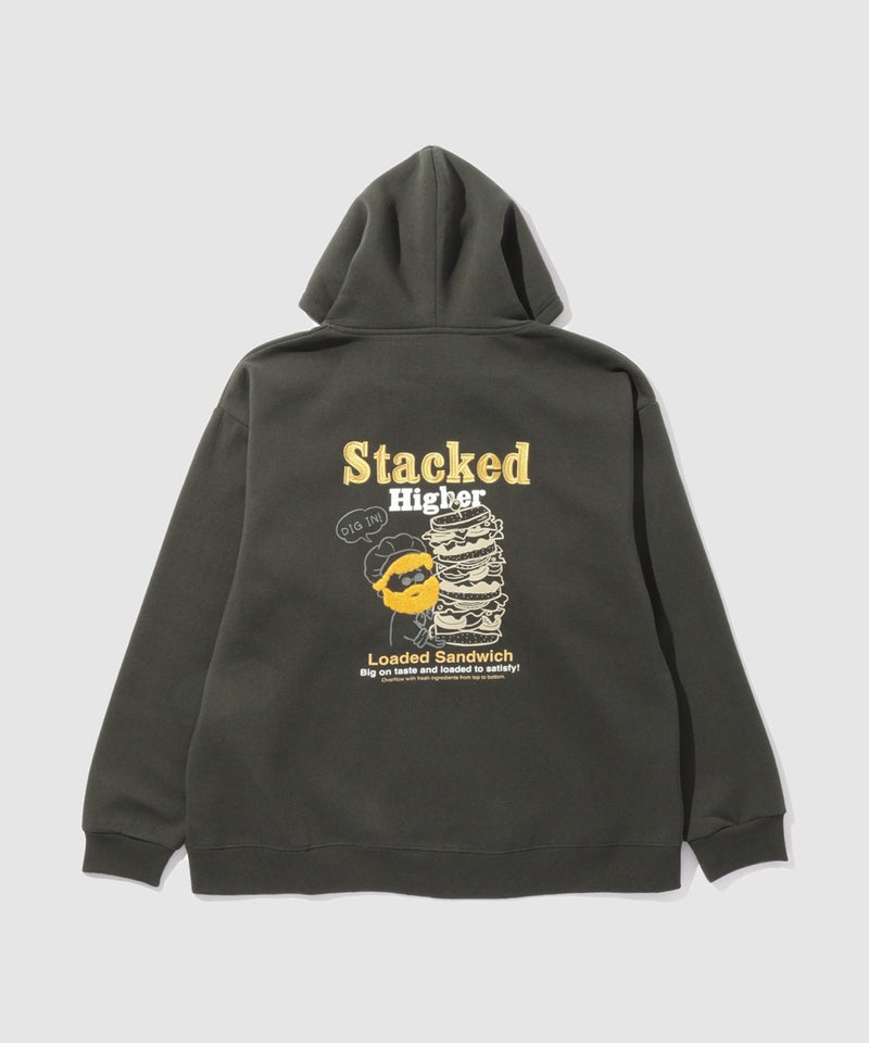OZZY バック刺しゅう 裏起毛ジップパーカー メンズ商品画像-1