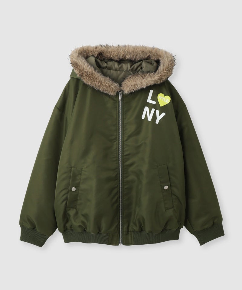 【先行予約10%OFFクーポン対象|10/23より順次発送】Little New York ふんわりファー付きフードブルゾン レディース商品画像-2