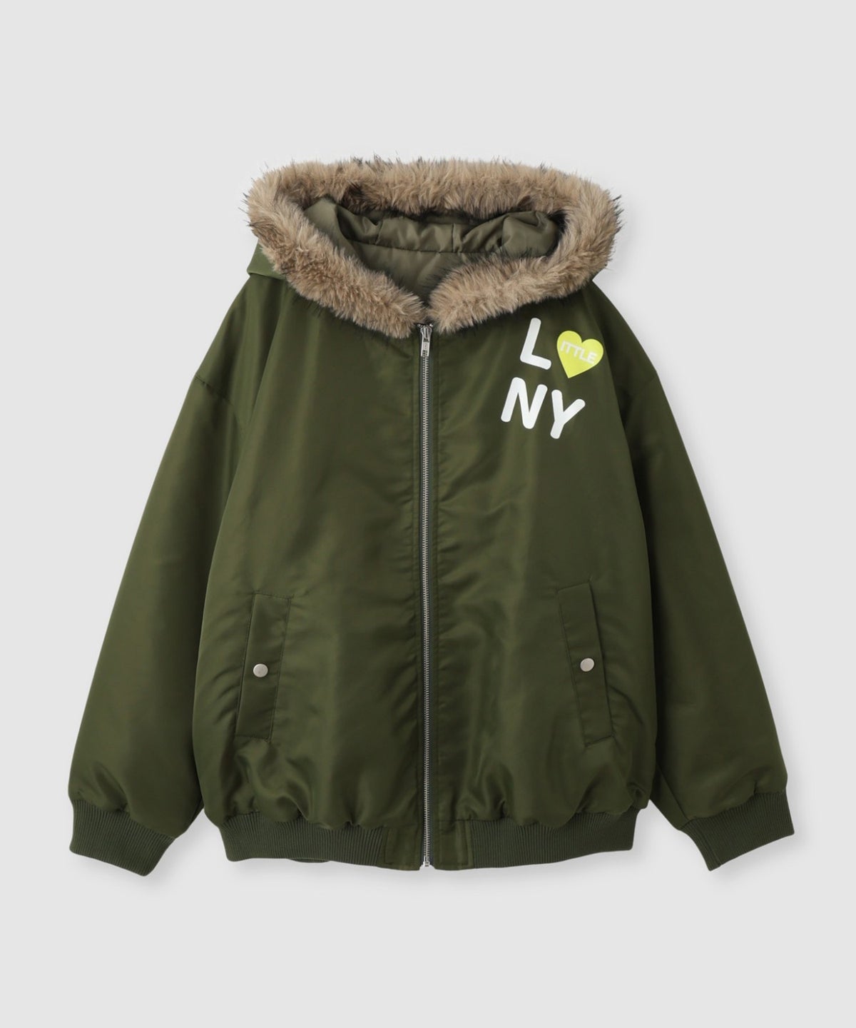 Little New York ふんわりファー付きフードブルゾン レディース