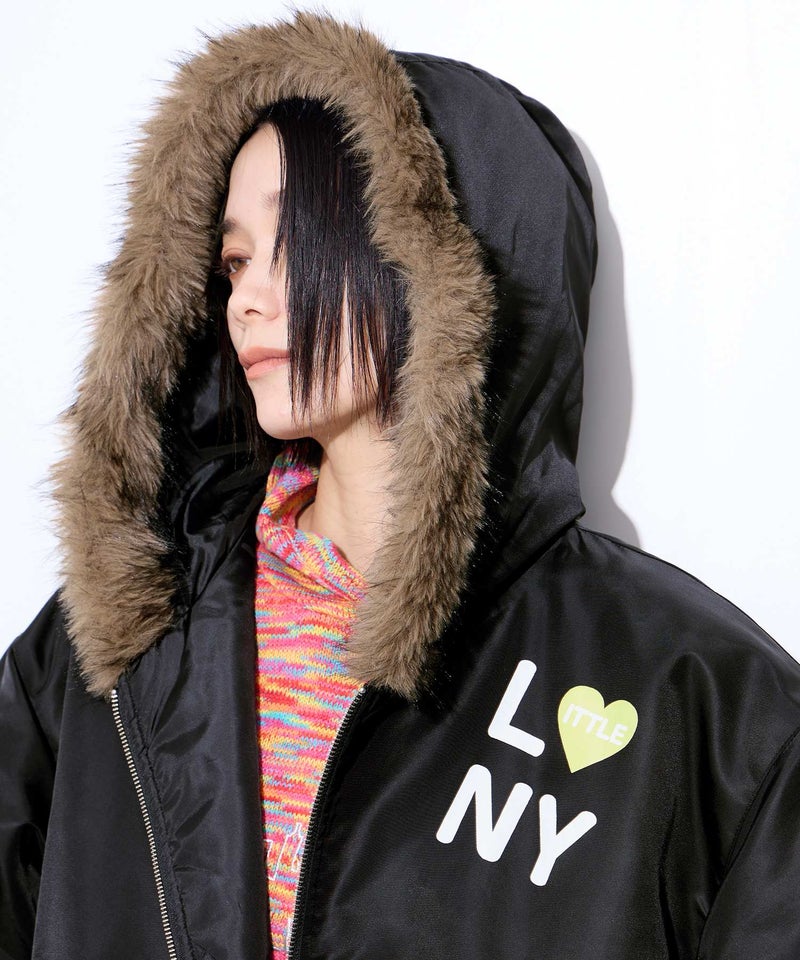【先行予約10%OFFクーポン対象|10/23より順次発送】Little New York ふんわりファー付きフードブルゾン レディース商品画像-6