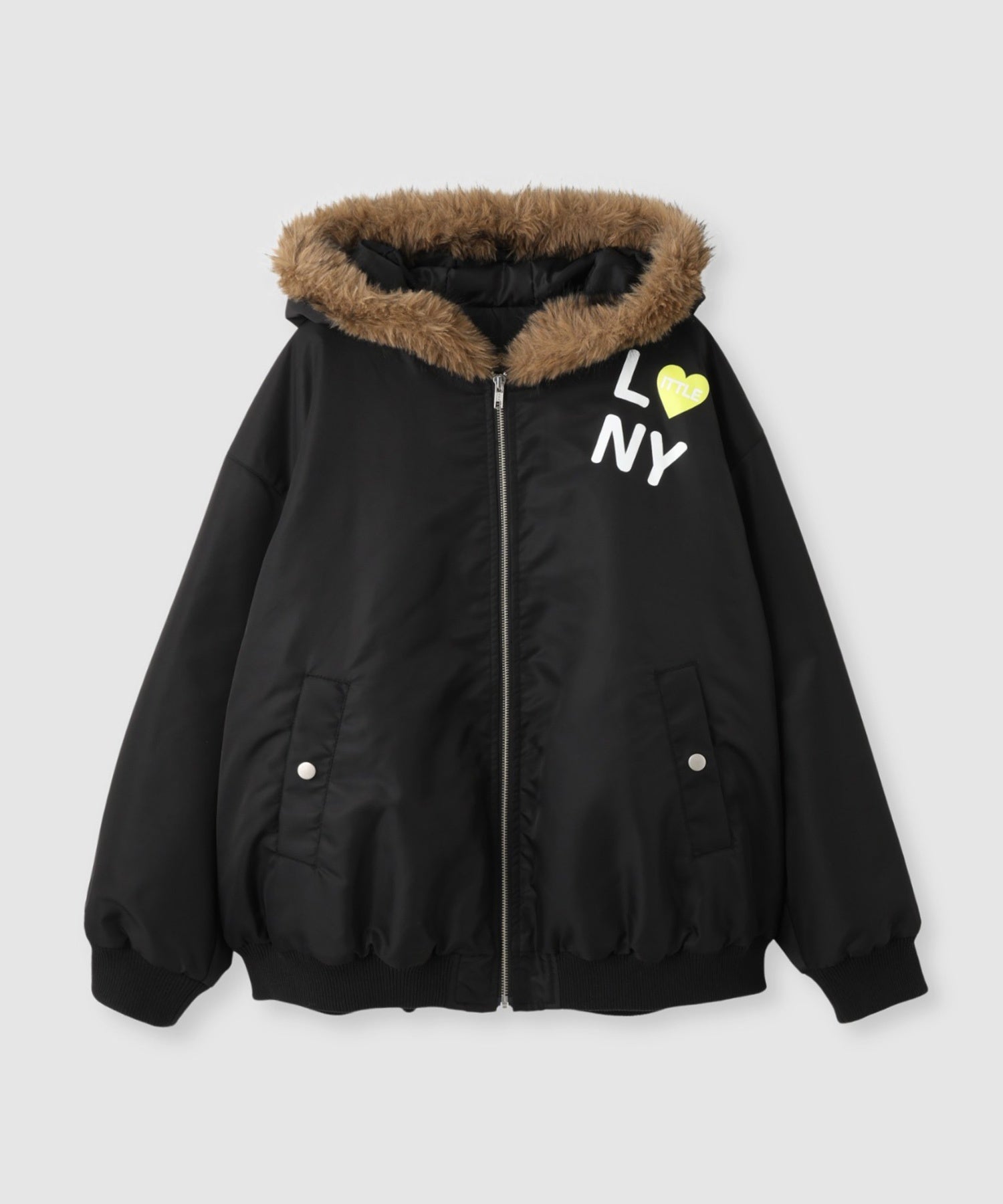 Little New York ふんわりファー付きフードブルゾン レディース