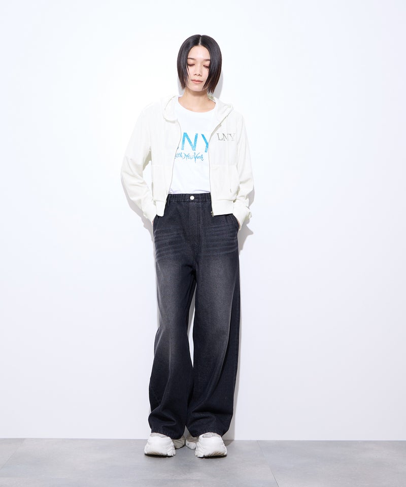 【先行予約10%OFFクーポン対象｜10/23より順次発送】Little New York クロップド丈ベロアジップフーディー ロゴ刺しゅう レディース商品画像-18