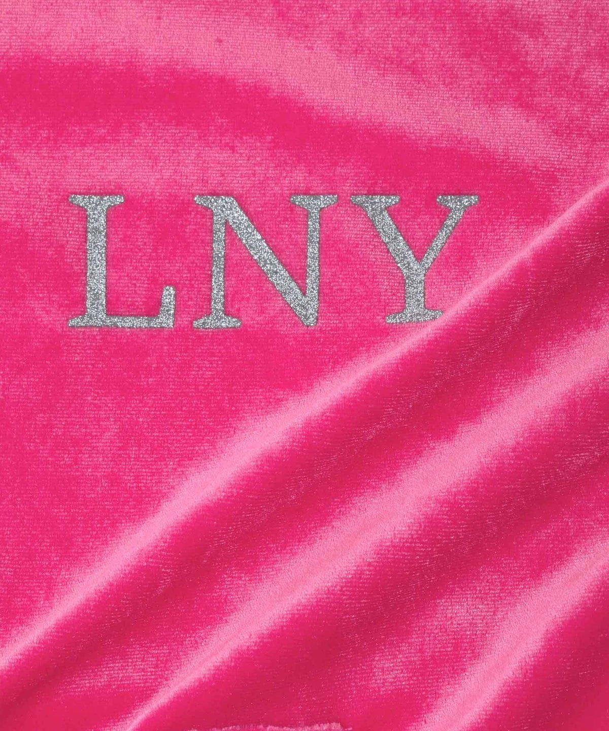 Little New York クロップド丈ベロアジップフーディー ロゴ刺しゅう レディース