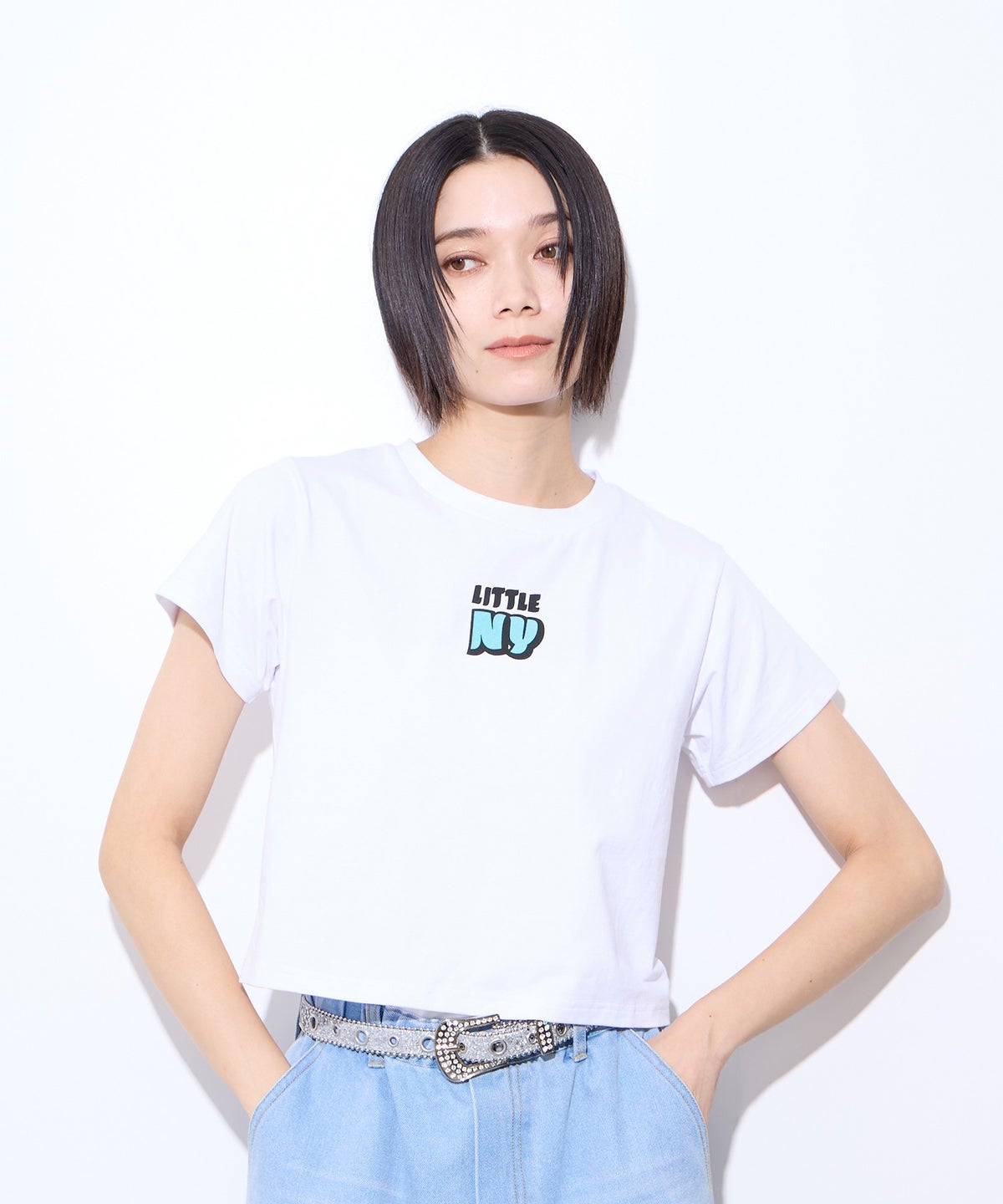 Little New York フロントロゴ クロップドTシャツ レディース メール便 対応商品