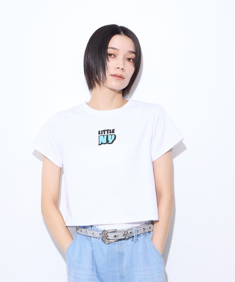 【先行予約10%OFFクーポン対象｜10/23より順次発送】Little New York フロントロゴ クロップドTシャツ レディース メール便 対応商品商品画像-5