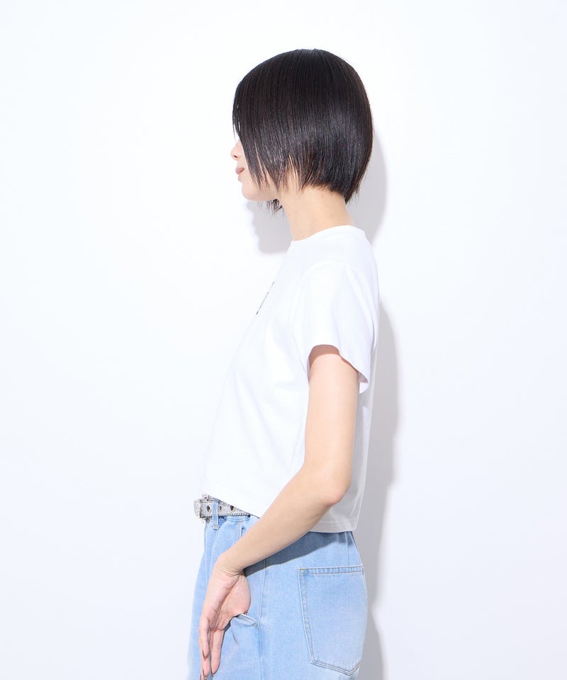 【先行予約10%OFFクーポン対象|10/23より順次発送】Little New York フロントロゴ クロップドTシャツ レディース メール便 対応商品商品画像-6